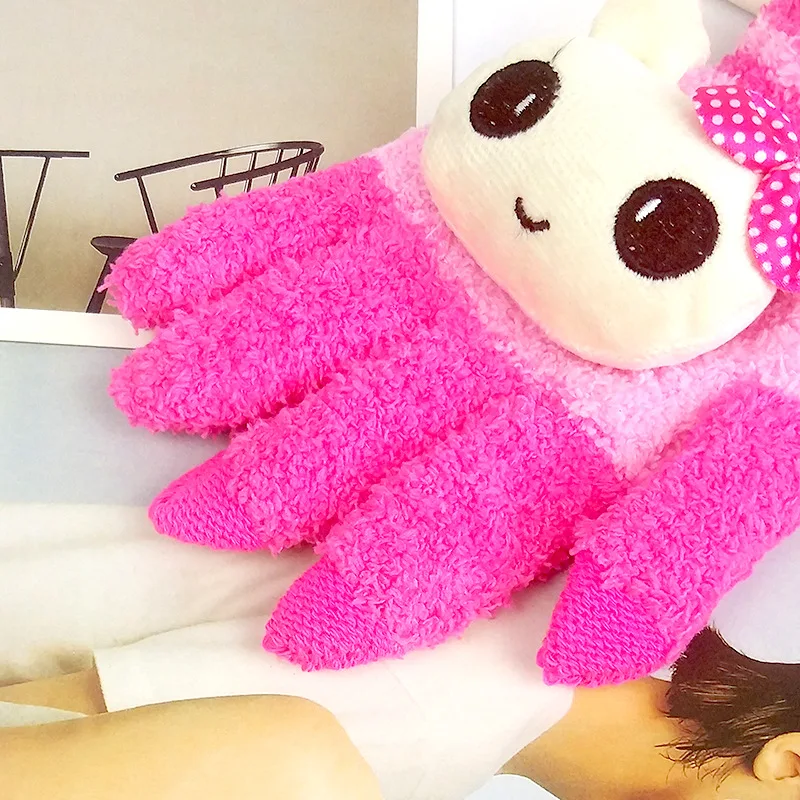 

New Women Cute Cat Panda Rabbit Plush Mittens Warm Soft Plush Full Finger Fluffy Gloves Touch Screen Party Gift Cartoon