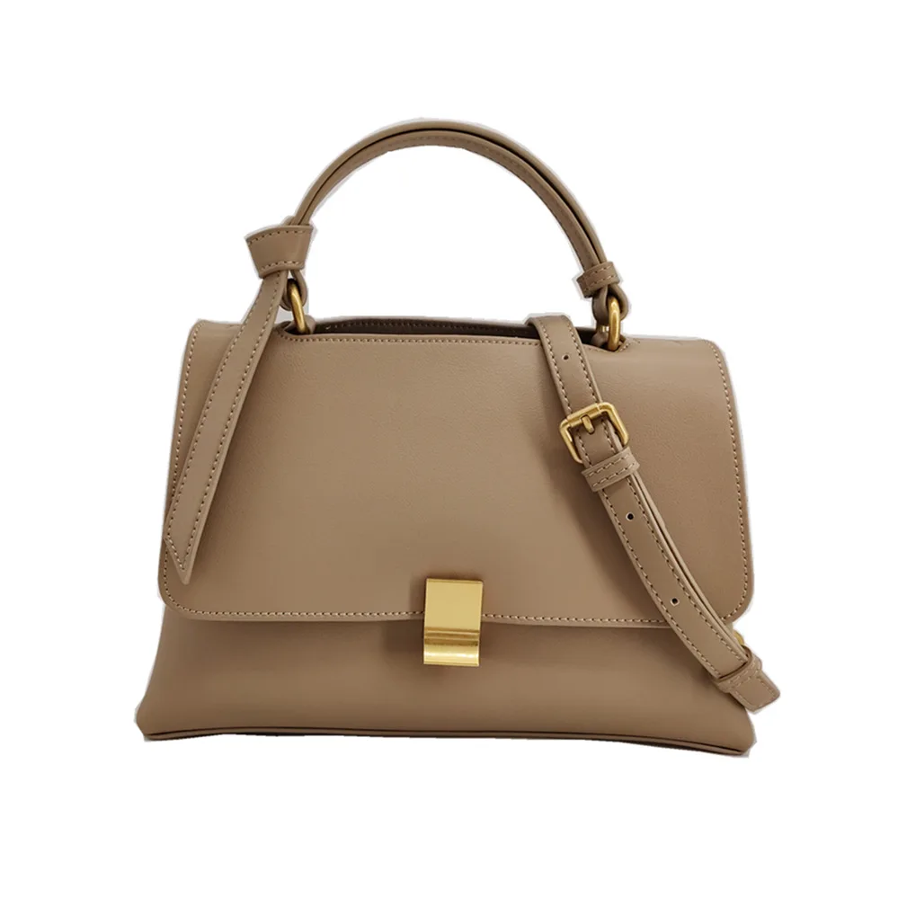 2020 Famous Brand Design Women's Handbag Chain Handle Vintage 100% Cowhide Leather Female Messenger Shoulder Bag Brown All-match