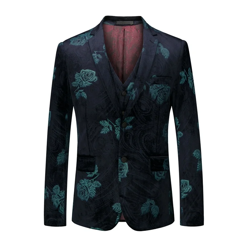Мужские повседневные праздничные костюмы yunклос черные куртки синяя Роза 3