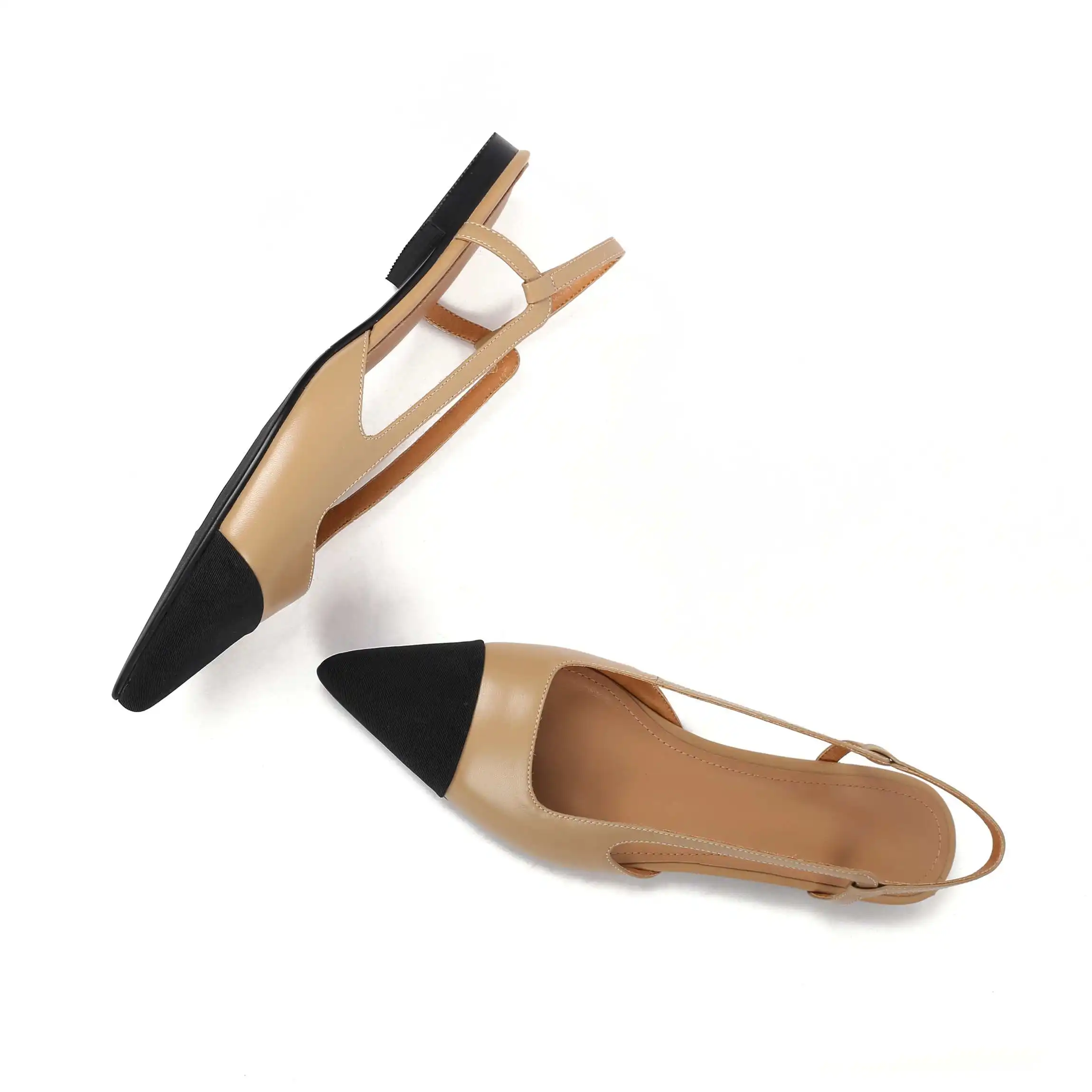 

Krazing pot genuine leather summer basic shoes pointed toe low heel mixed colors office lady daily back strap sandals women L12