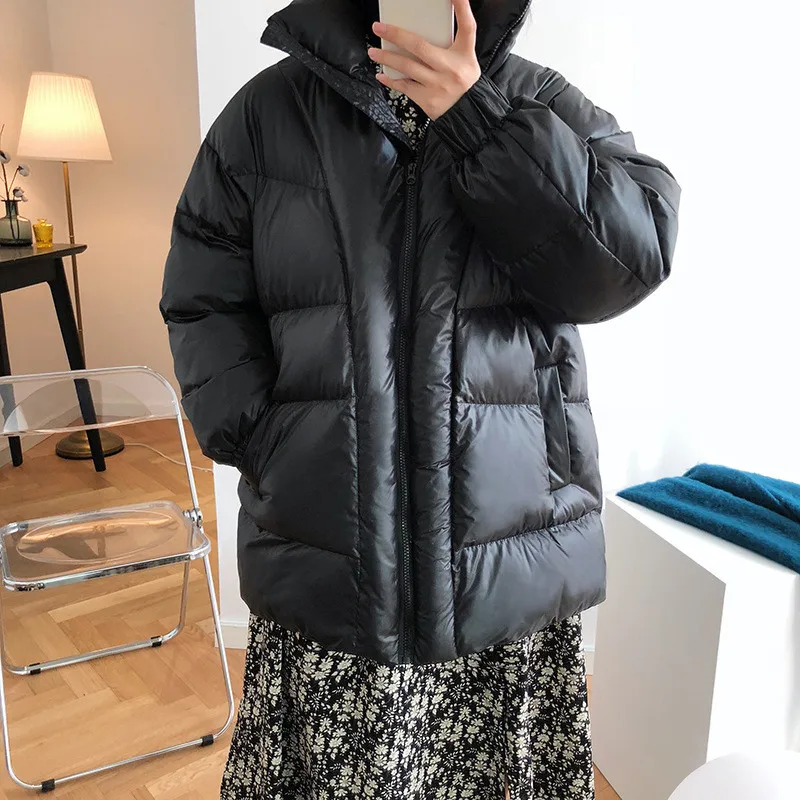 Модная теплая зимняя куртка Женская парка женская черная однотонная