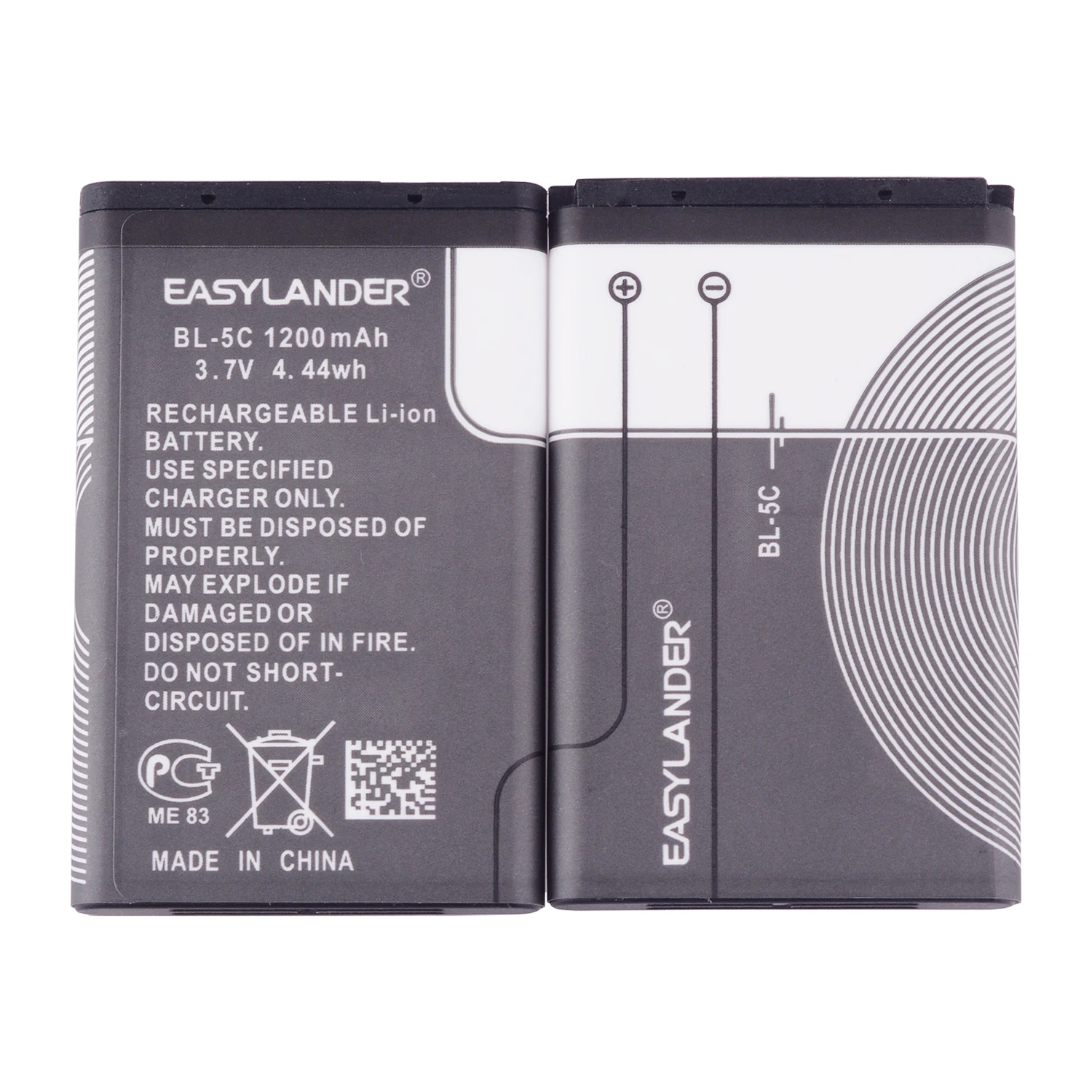

2pcs /Lot BL-5C BL5C BL 5C Replacement Li-ion Lithium Battery 1020mAh Batteries for Nokia 1112 1208 1600 2610 2600 n70 n71