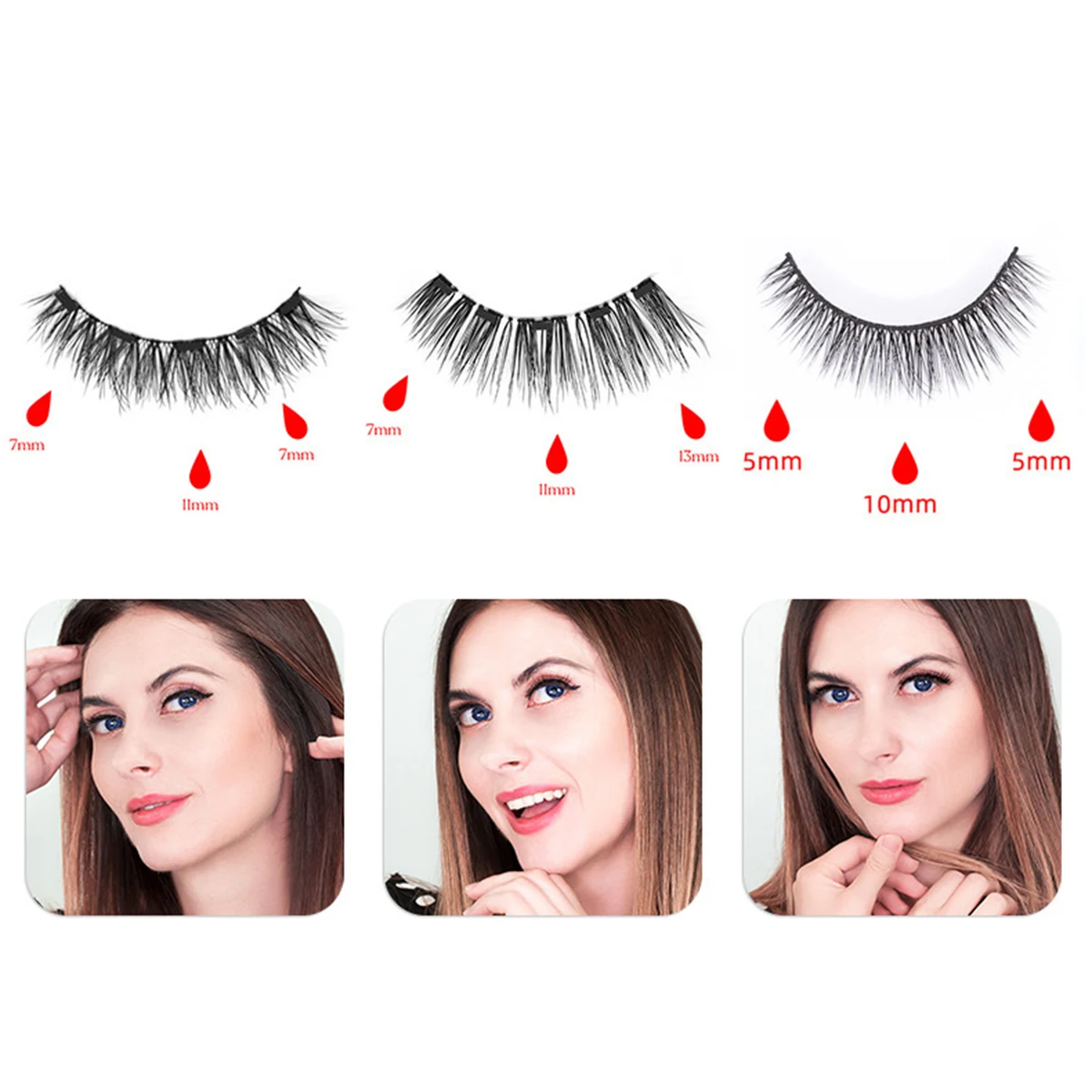 

Magnetic Eyelashes Eyeliner Set 3 Pair Reusable Magnetic False Eyelashes With Applicator Magnetic Eyeliner Washable And Reusable