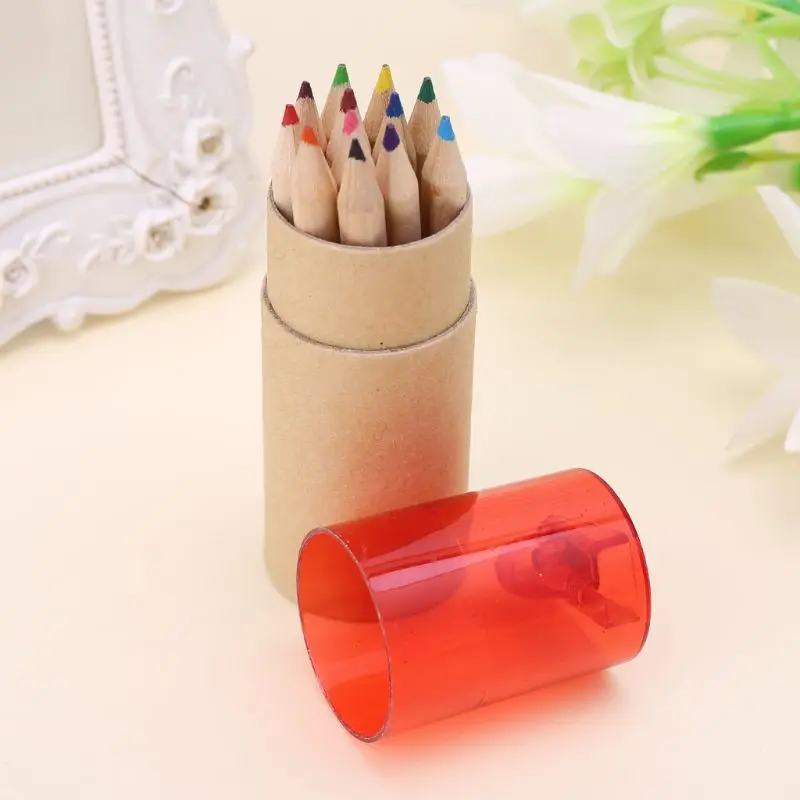 

12Pc Wooden 12 Colors Painting Writing Pencils W/ Sharpener Mini Cute Child Gift