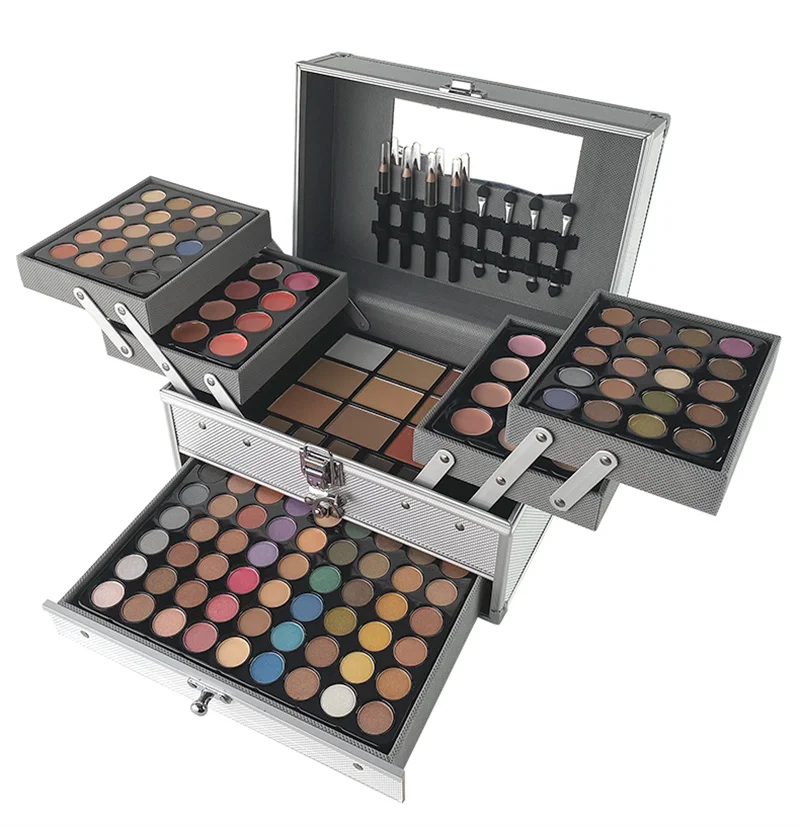 

Three-Layer Set Blush Foundation Liquid Eyebrow Powder Repair Powder Makeup Box Makeup Artist Special Eye Shadow Tray