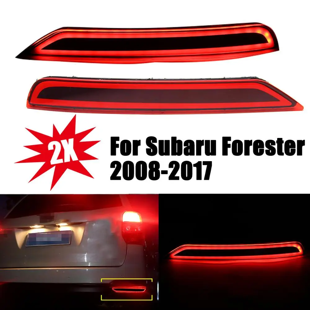 1 Pair LED Rear Bumper Reflector Light Brake DRL Turn Signal Light 3 Functions Tail Lamp For Subaru Forester 2008 - Цвет: Brake and Driving