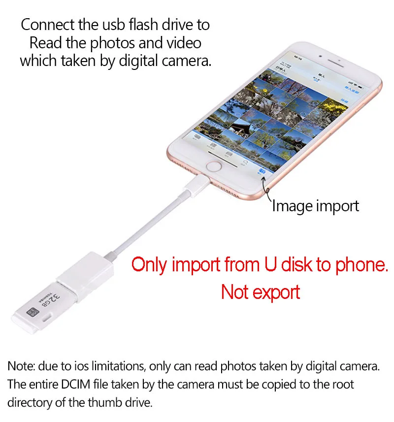 Адаптер OTG с lightning на USB для iPhone 7 8 X комплект подключения камеры конвертер iPad iOS 12 13