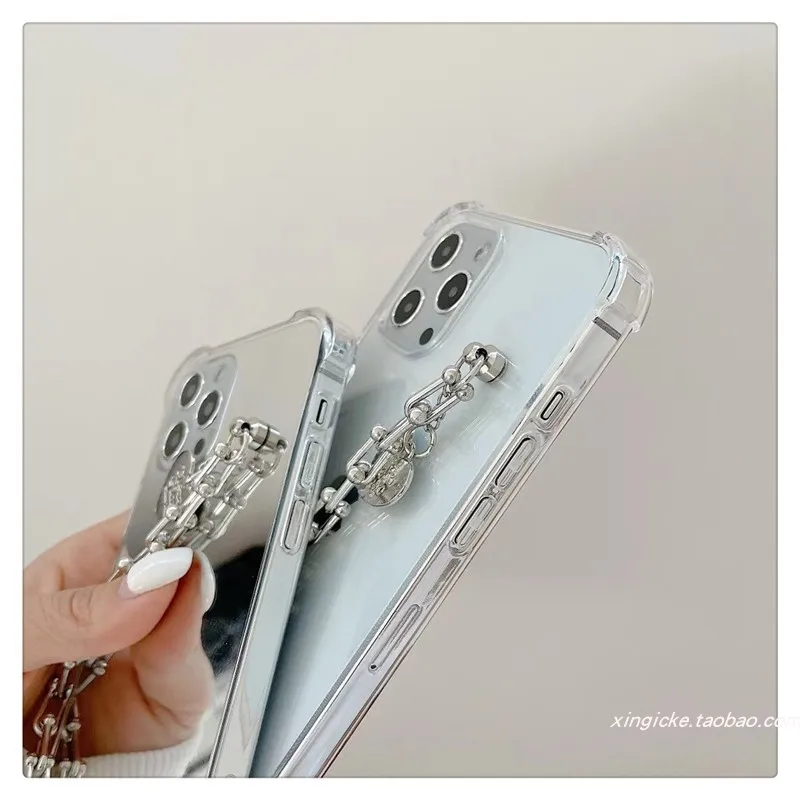 

Applicable mirror love chain wristband Applicable iphone11pro/max apple x/12 mobile phone shell xr female 7p8