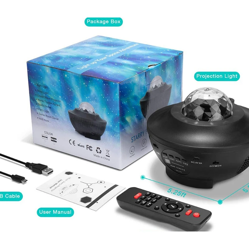 

Star Projector Galaxy LED Star Night Light Lamp Music Starry Water Wave Galaxy sound Projector Light Bluetooth-compatible lamp