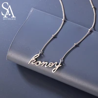 sa silverage womens luxury niche design cold wind joker temperament clavicle chain s925 sterling silver honey letter necklace