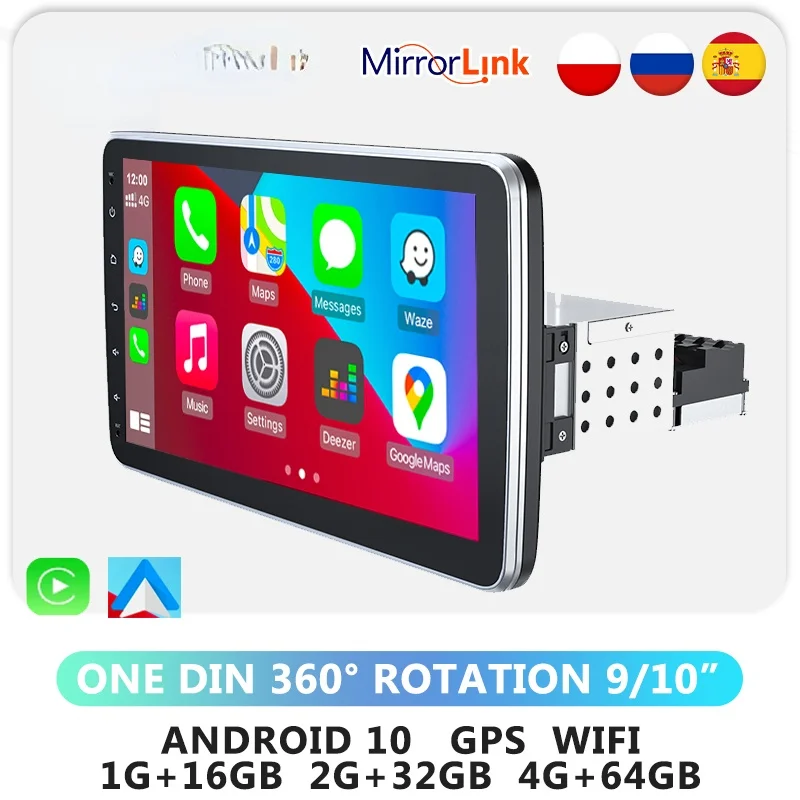 

DOVOX Android CarPlay Car Radio 1din GPS 10Inch Rotation 360° IPS Touch Screen Auto Multimedia Player One Din Autoradio Stereo