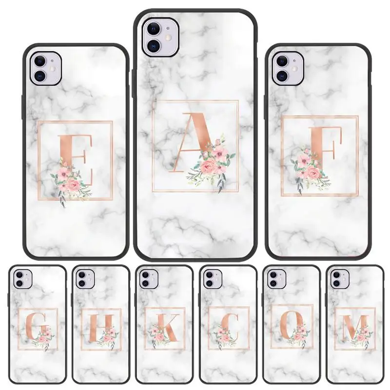 

Marble Letter Phone Case For Iphone 5 SE 2020 6 6s 7 8 plus X Xr XS 11 12 Mini Pro Max Fundas Cover