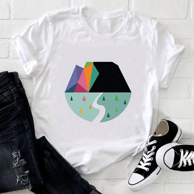 

90s Grunge Clothes 2021 Graphic Geometry Kawai Prid Want Women's Fashion T-Shirt Regular Harajuku Aesthetic Women Clothes