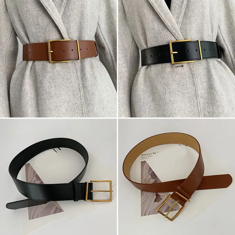 

Женский широкий ремень с квадратной пряжкой, Модный ветрозащитный пояс с застежкой на талию, простой