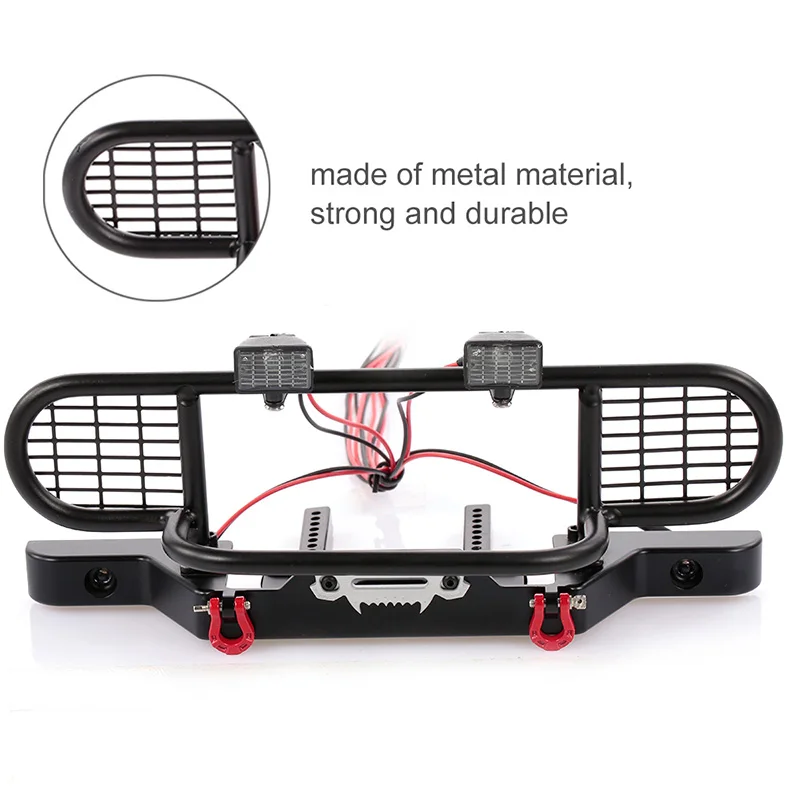 

for TRX4 Metal Front Camel Trophy Bumper with Light for 1/10 Traxxas TRX4 TRX-4 Defender & Realistic Front Bumper