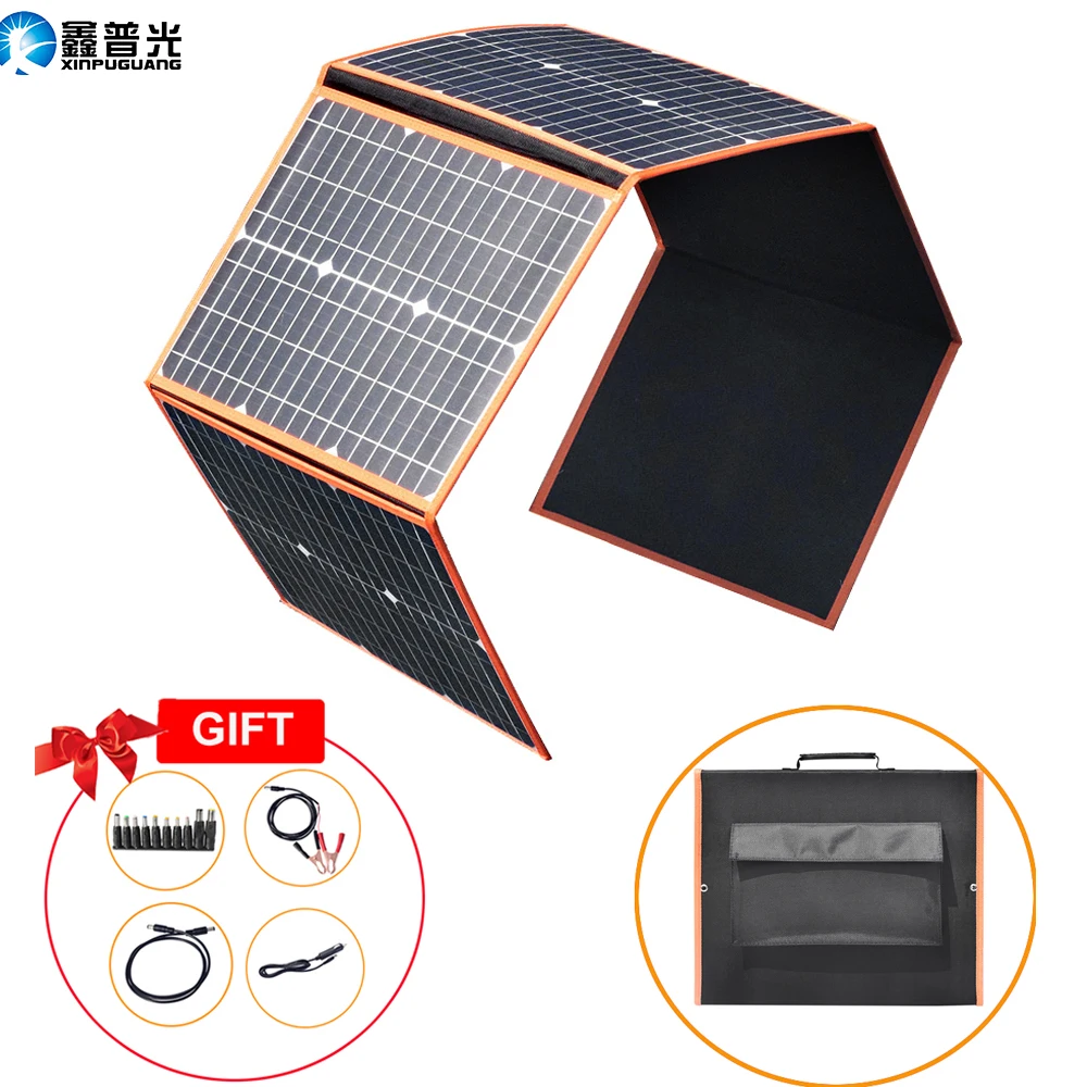 Online 80w Panel Tenaga Surya/solar Panel Foldable 12v Mobil Charger 40w 50w 60w Portabel Solar Powerbank 5v Usb Untuk Ponsel Lampu Perahu Mobil RV Berkemah