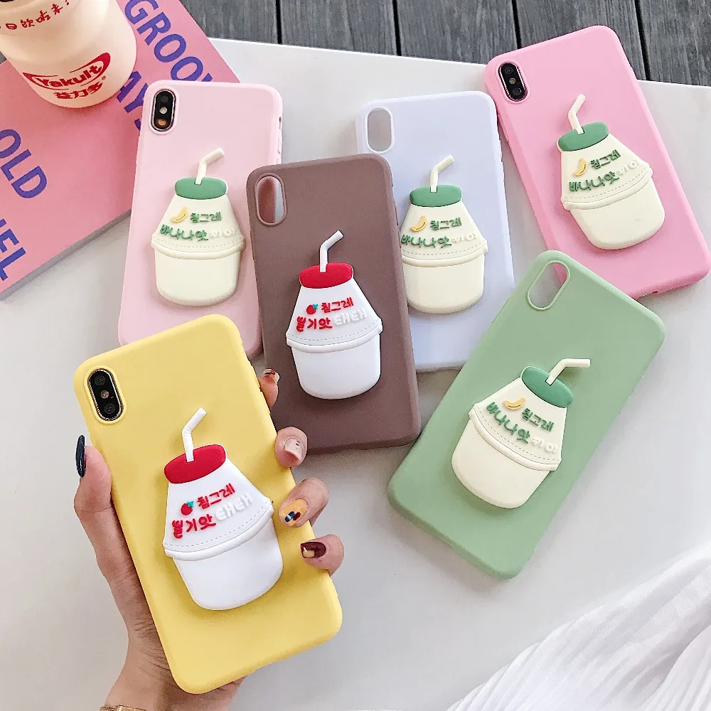 

3D Milk Bottle Cover For iphone 11 Case 12 Pro MAX 6 6s 7 8 Plus X Xs Max XR 5 5S SE 2020 Drink Soft Silicone Phone Cases Coque