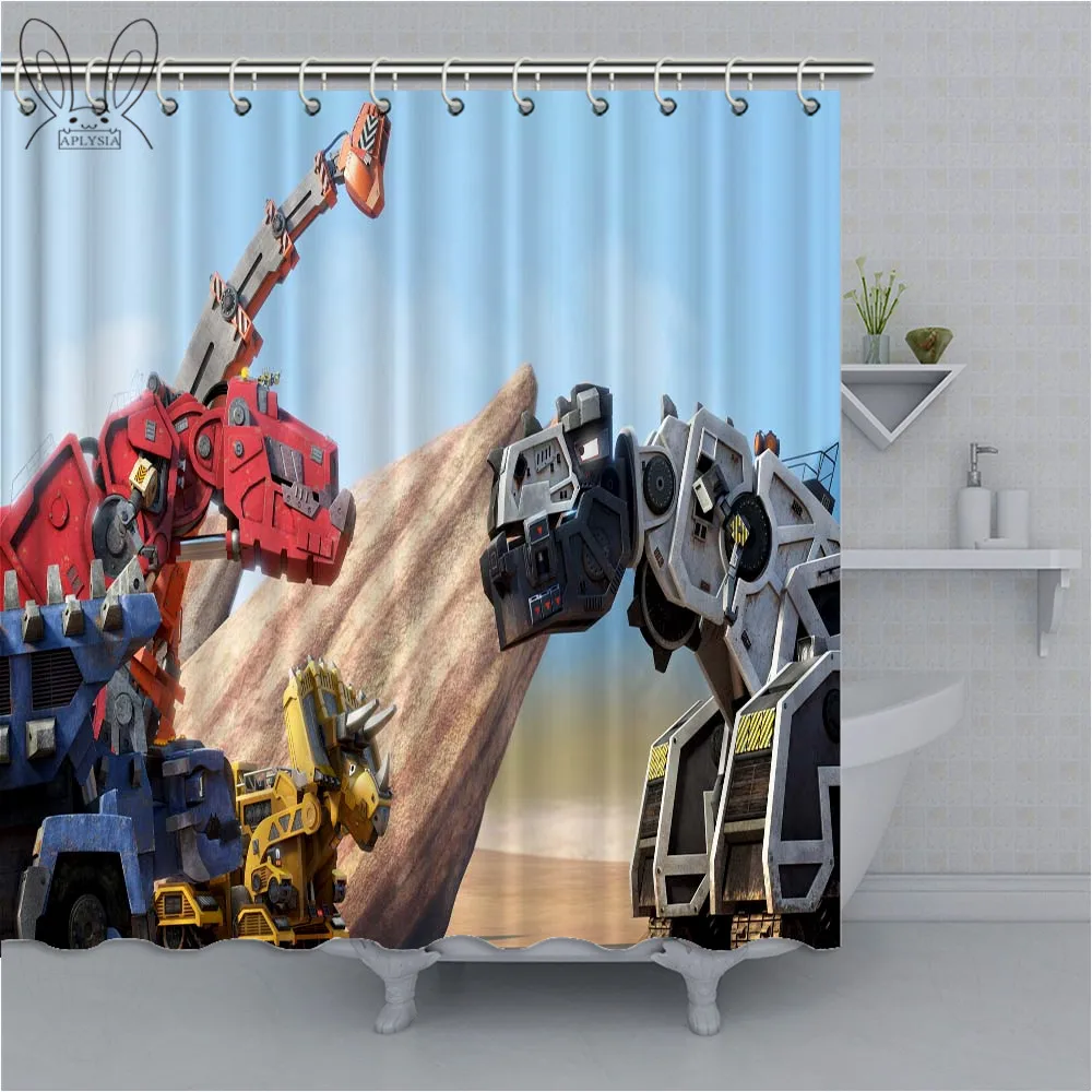 Dinotrux Американский мультсериал на заказ ткань занавеска для душа Водонепроницаемая занавеска для ванной из полиэфира с комплектами - Цвет: 74128