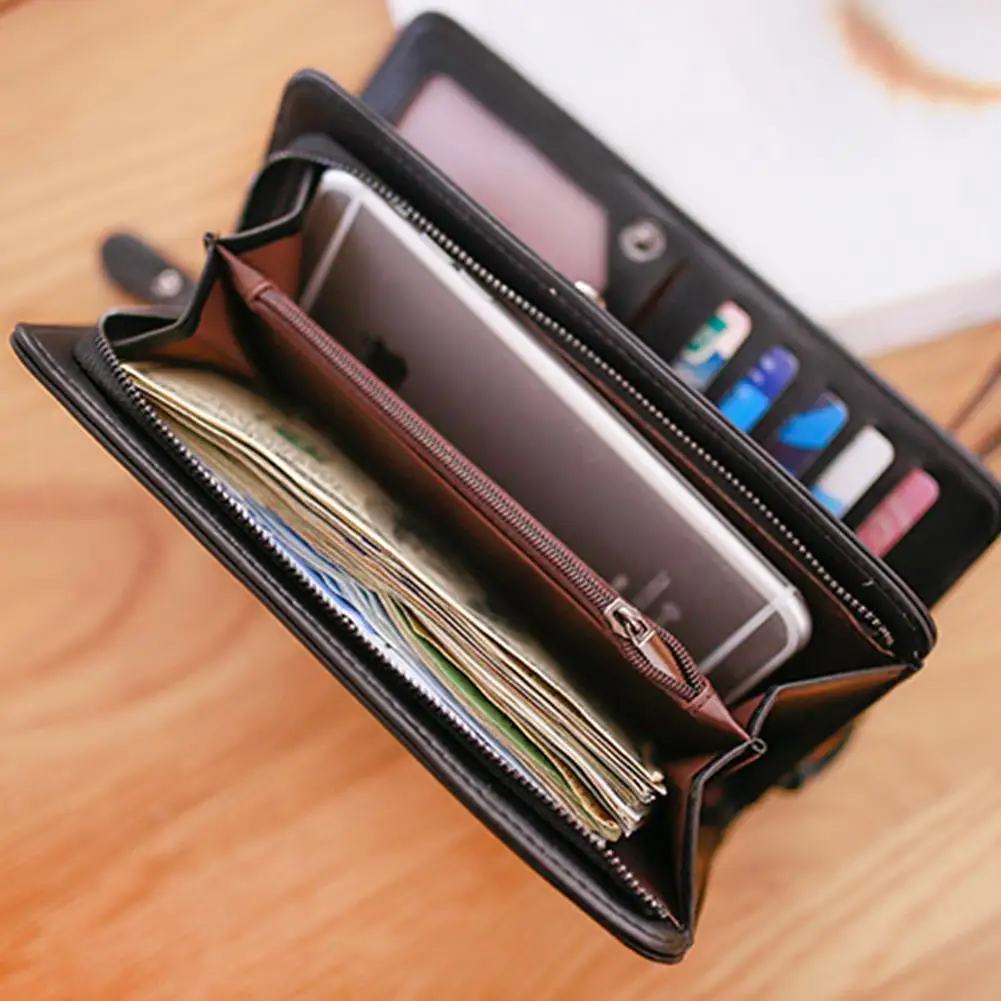 Мужской короткий кошелек из искусственной кожи Biflod с защитой от кражи на молнии