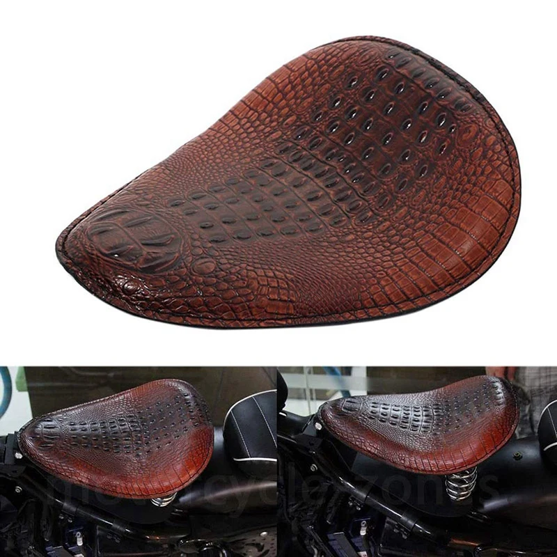 

Brown Alligator Leather Motorcycle Solo Driver Seat for Honda Sportster Bobber Chopper Custom