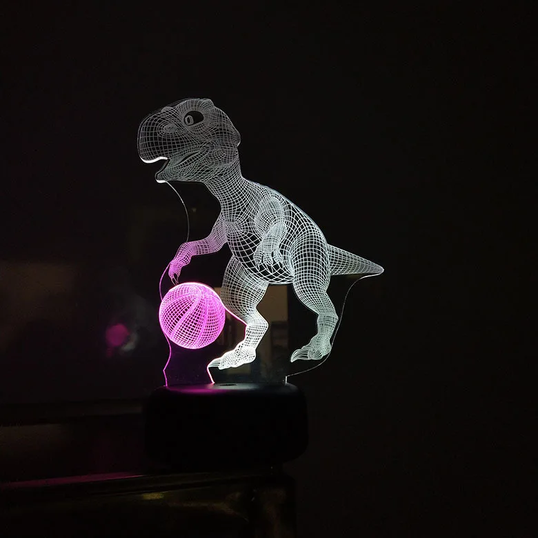 

Acrylic Dinosaur Basketball 3d led Lamp Multicolor Smart Touch USB Table Lamp Children Bedroom Home Party Decor Creative Gift