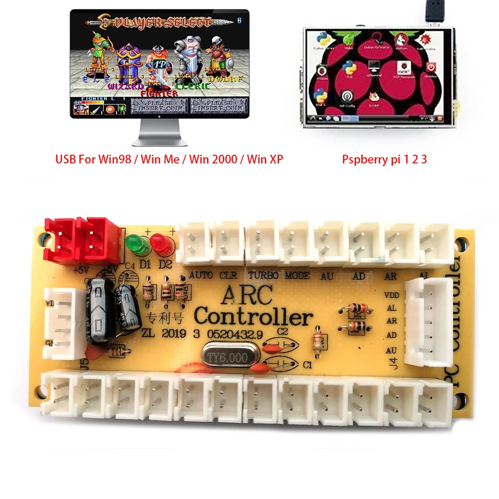 

2 PCS Zero Delay USB Joystick Encoder PCB Board Arcade Game Controller PC & Raspberry Pi Handle Control