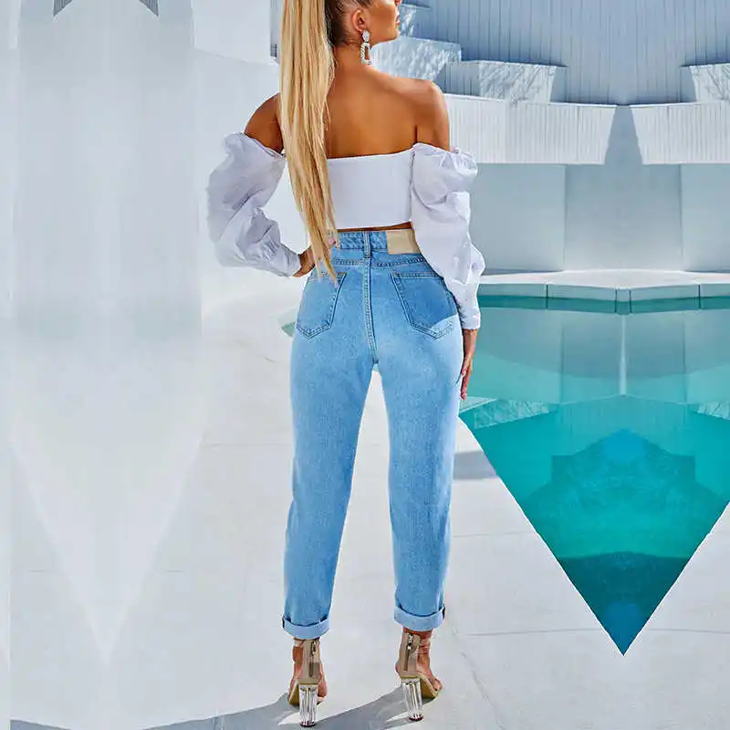

Sexy Women Puff Sleeve Blouse Solid Color Off Shoulder Lace-up Front Tube Tops Crop Tops Autumn Spring Chic Low Cut Blouse