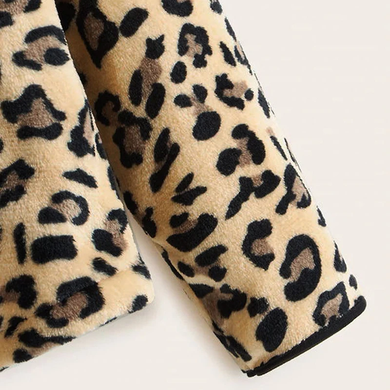 

Women Coat Winter Leopard Print Faux Fur Jacket Coat Women Large Size Plush Overcoat New Office Ladies Long Sleeve