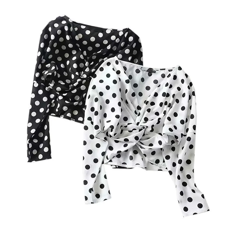 Сексуальный топ с v-образным вырезом женский модный летний укороченный в горошек