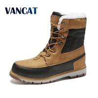 vancat winter warm plush fur snow boots men ankle boot quality casual motorcycle boot waterproof mens boots big size 39 47