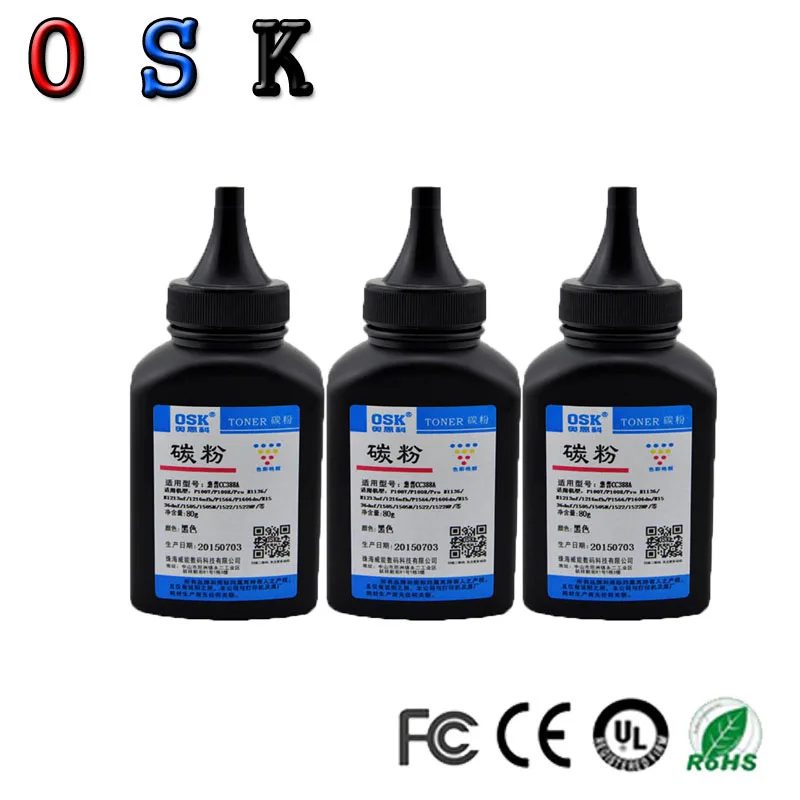Черный тонер порошок OSK CC388A CF283A 83A 283A CE285A CE278A CB435A CB436A совместимый с HP LaserJet 1212nf 1217nfw
