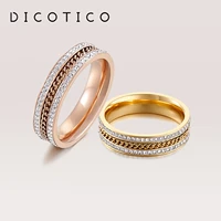 dicotico braided chain anillos mujer jewelry rhinestone stainless steel rings for women fashion wedding bands women accessories