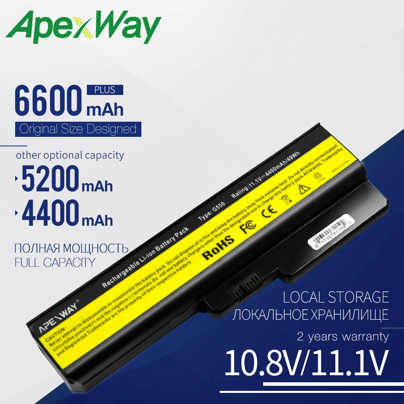 Аккумулятор Apexway для ноутбука Lenovo 3000 G430 G450 G530 G550 N500 Z360 B460 B550 V460 V460A V450 G455 G555 L08S6Y02