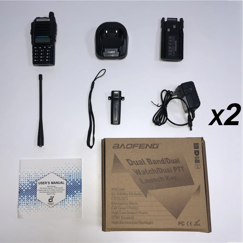 2 шт./лот Baofeng UV 82 100% оригинальный Портативный двухстороннее Радио BF UV82 двойной PTT