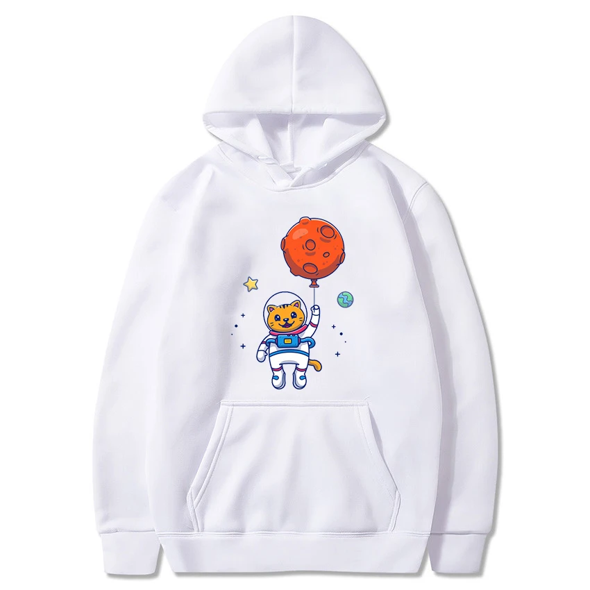 

Space Astronaut Universe Planet Print Sweatshirts 2021 Sportswear Casual Women Men Fashion Hoodies Kawaii Cat Print Female Tops