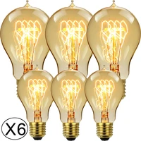 tianfan 6 pack edison bulb a19a60 crown 40w dimmable quad loop retro filament decorative light bulb amber 220240v