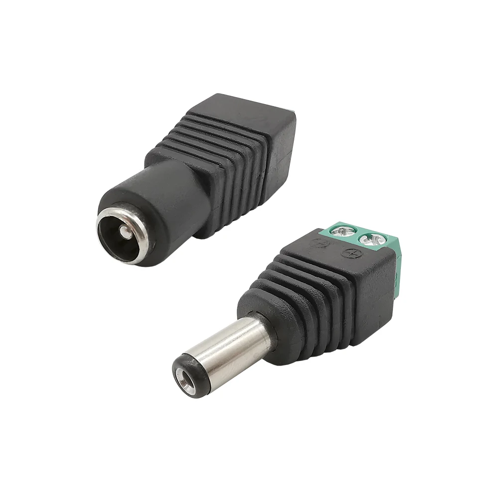 5/10Pcs 5.5 x 2.1mm DC Connectors Male Female Plug Jack Socket Nut Panel Mount Power Adapter 2.1*5.5 DC-022 DC-022B - купить по