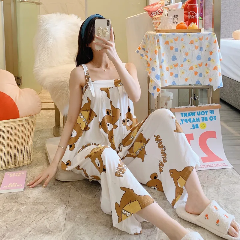 

Women's Pajamas Jumpsuit Casual Kawaii Sleepwear Nightwear Pizama Elegant Party Sleeveless Playsuit Female