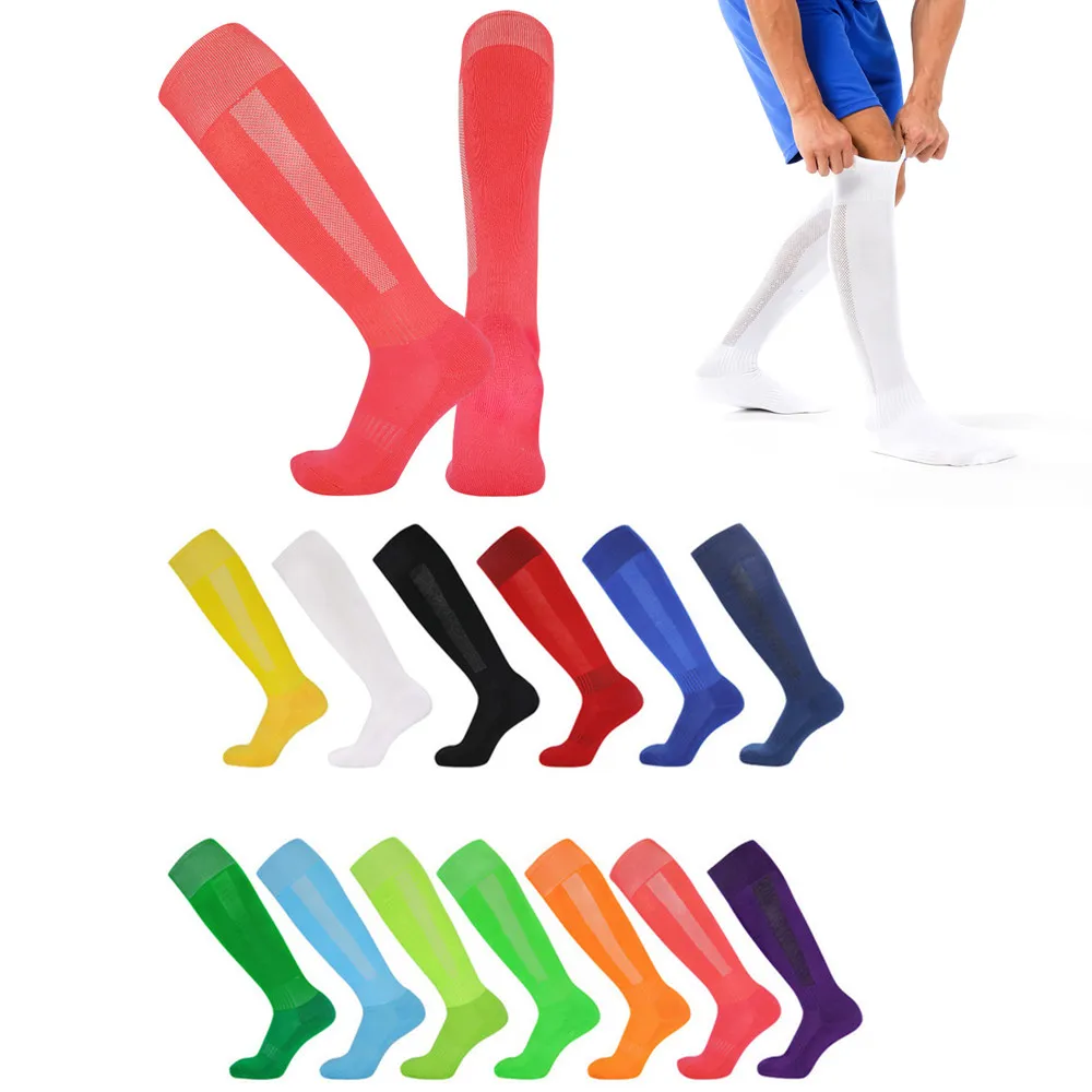

Pure Color Sports Men Football Socks Children's Towel-Bottom Training Sweat Absorption Non-Slip Long Soccer Stockings Autumn