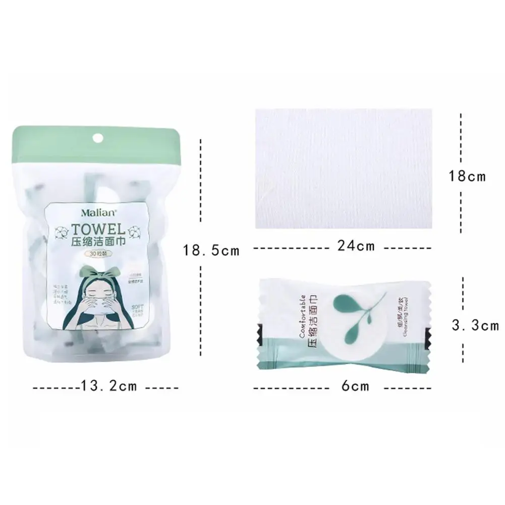 30 шт сжатые одноразовые салфетки для лица полотенце чистки хлопка путешествий 100%