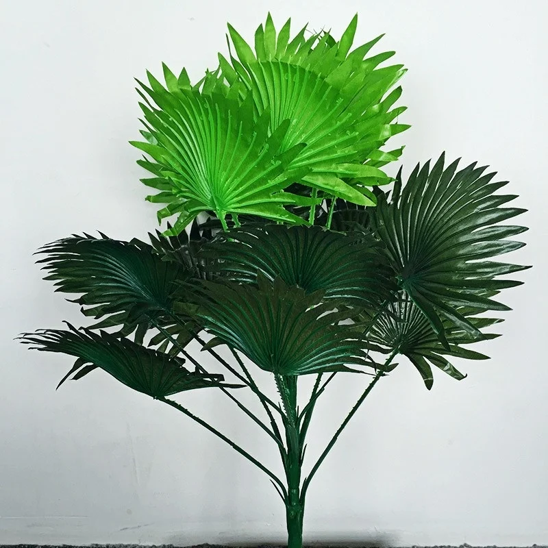 

60cm15 Head Sunflower Fan Leaf Potted Plant,Large Bunch of Palm Leaves,Home Decoration Simulation Green Plant Flower Arrangement