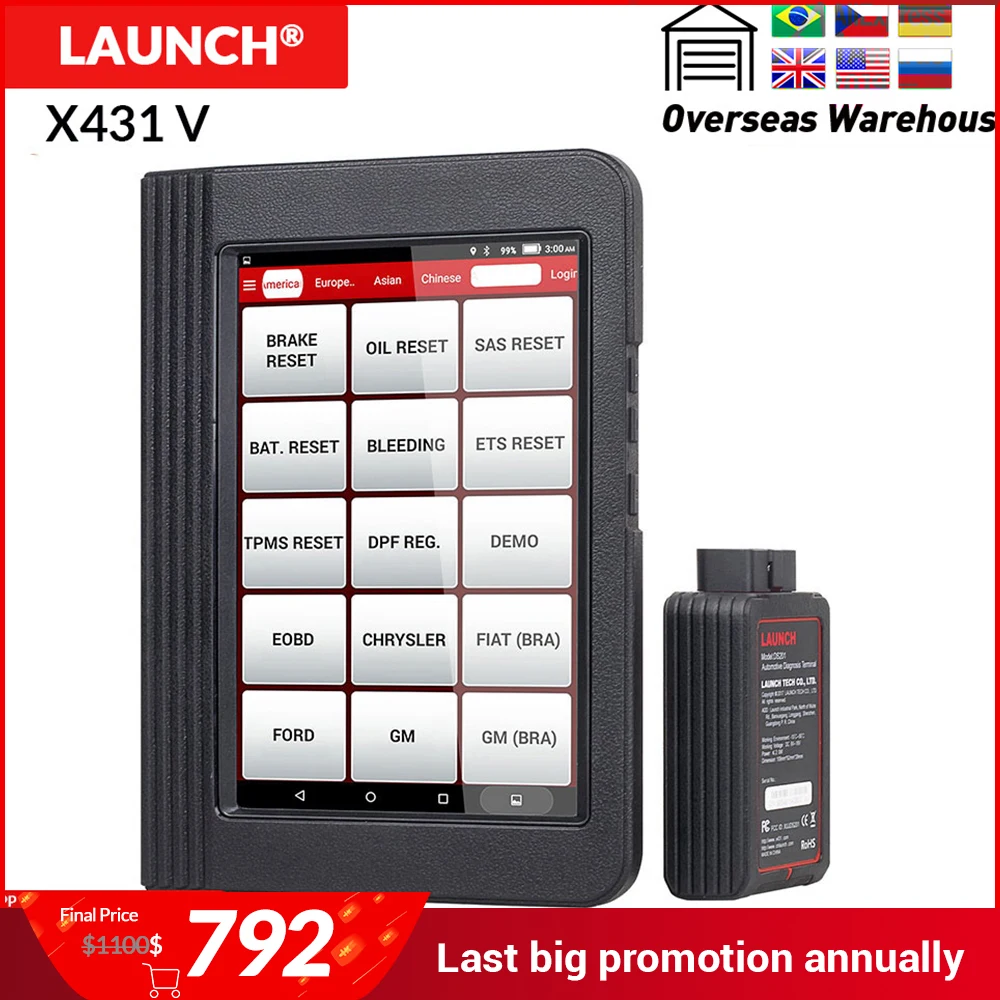Launch X431 V 8 дюймов Wi-Fi/Bluetooth Инструмент диагностики Полная система X-431 V сканер Поддержка нескольких языков Онлайн обновление DHL бесплатно