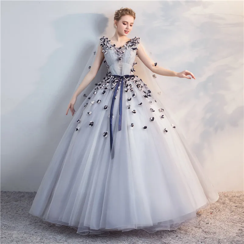 Бальное платье Quinceanera бальное с v образным вырезом и цветочным принтом пышные