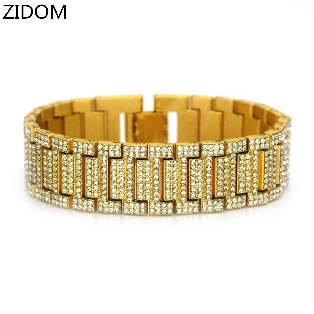 Мужской браслет в стиле хип-хоп Iced out украшенный стразами высокое качество