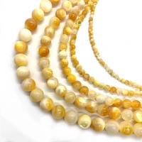 golden shell beads 3 12mm round shell pearls beads natural shell loose spacer beads for jewelry making diy bracelet earrings
