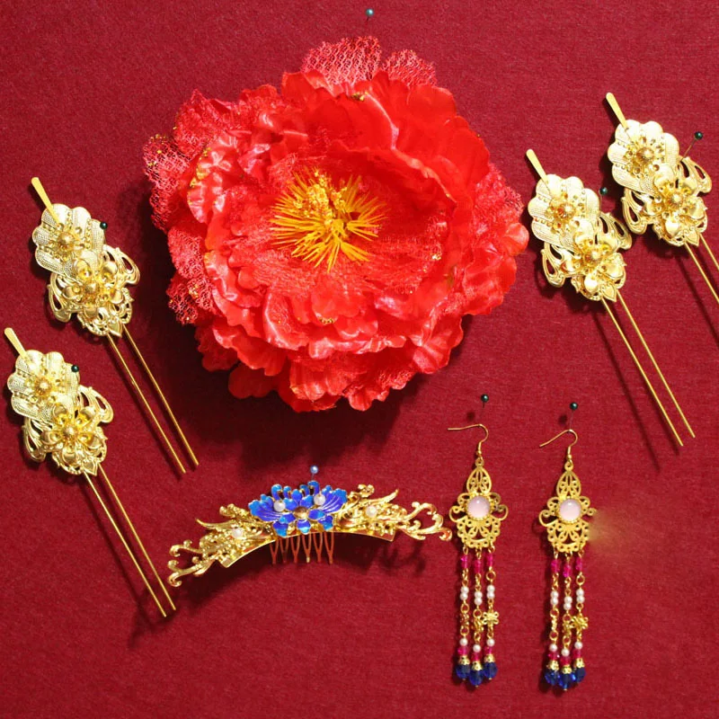 Женская тиара из искусственных пионов в стиле династии Тан |