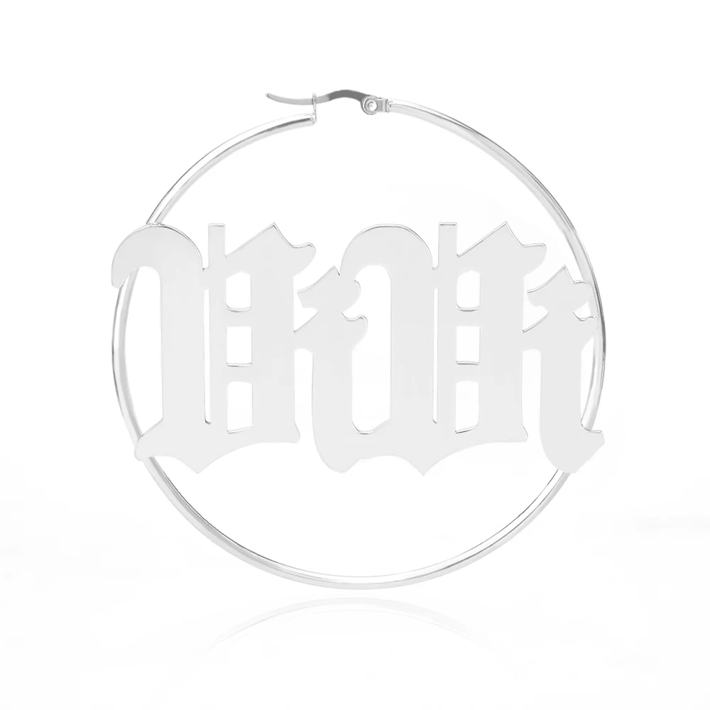 

Fashion 30-70 MM Big Hoop Earrings For Women Date Name Custom Earings Stainless Steel Rose Gold Earrings Weding bridesmaid gifts