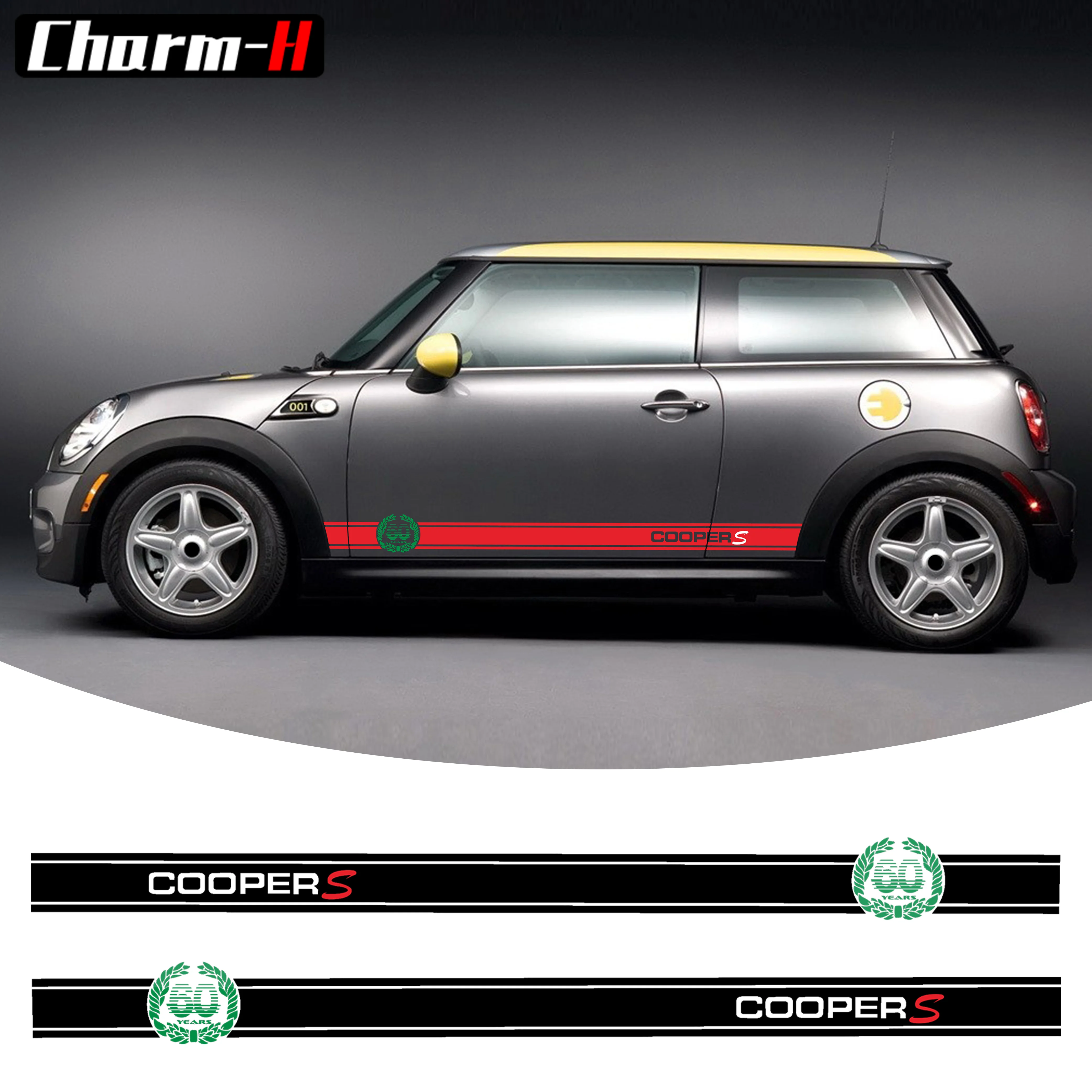 2 шт. наклейки на боковую юбку автомобиля для MINI Cooper S R50 R52 R53 R55 R56 R57 R58 R59 R60