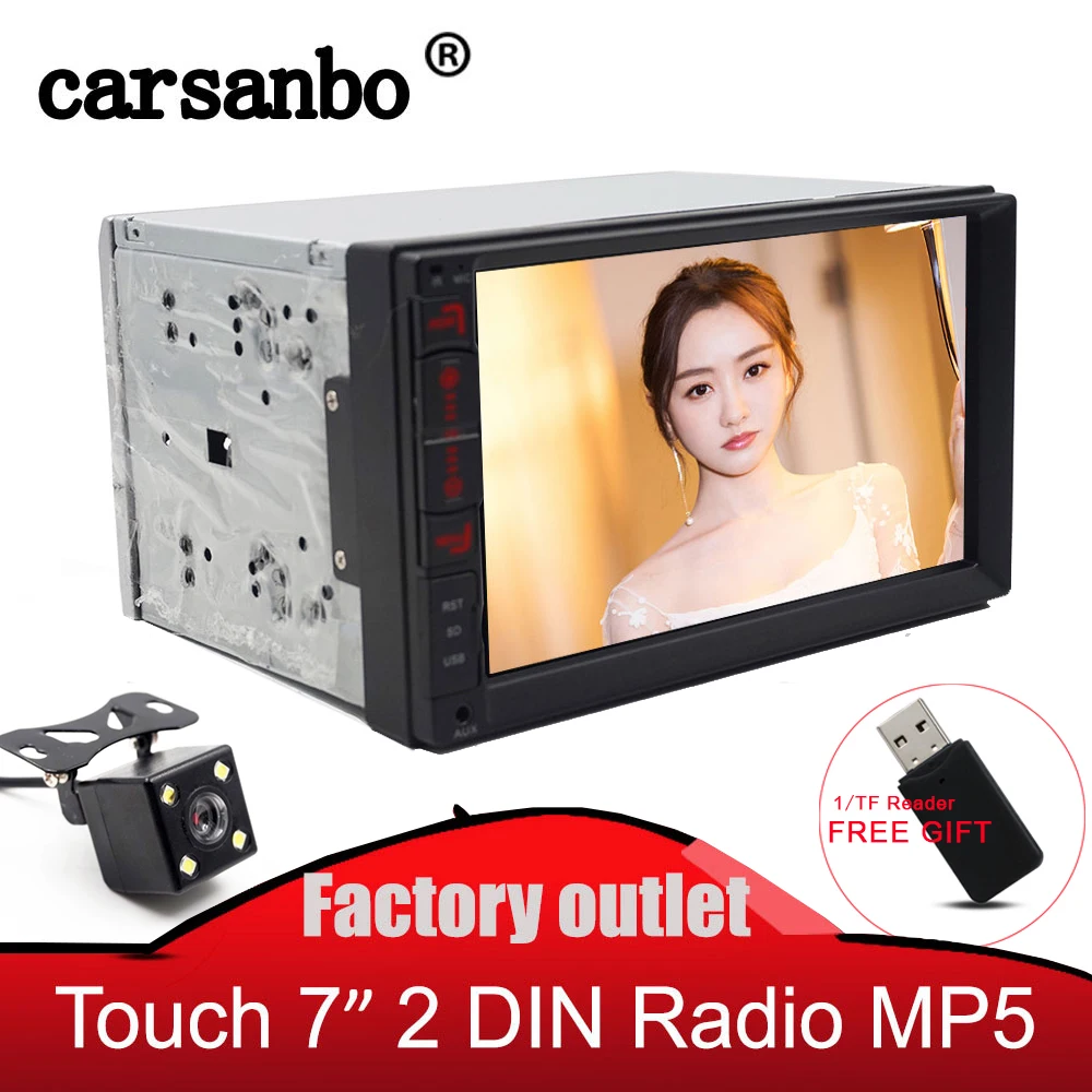 Carsanbo Универсальный 2 Din HD 7 ''сенсорный экран MP4/MP5 автомобильный Радио плеер Авто Радио USB Android/Ios зеркальная связь с обратной камерой