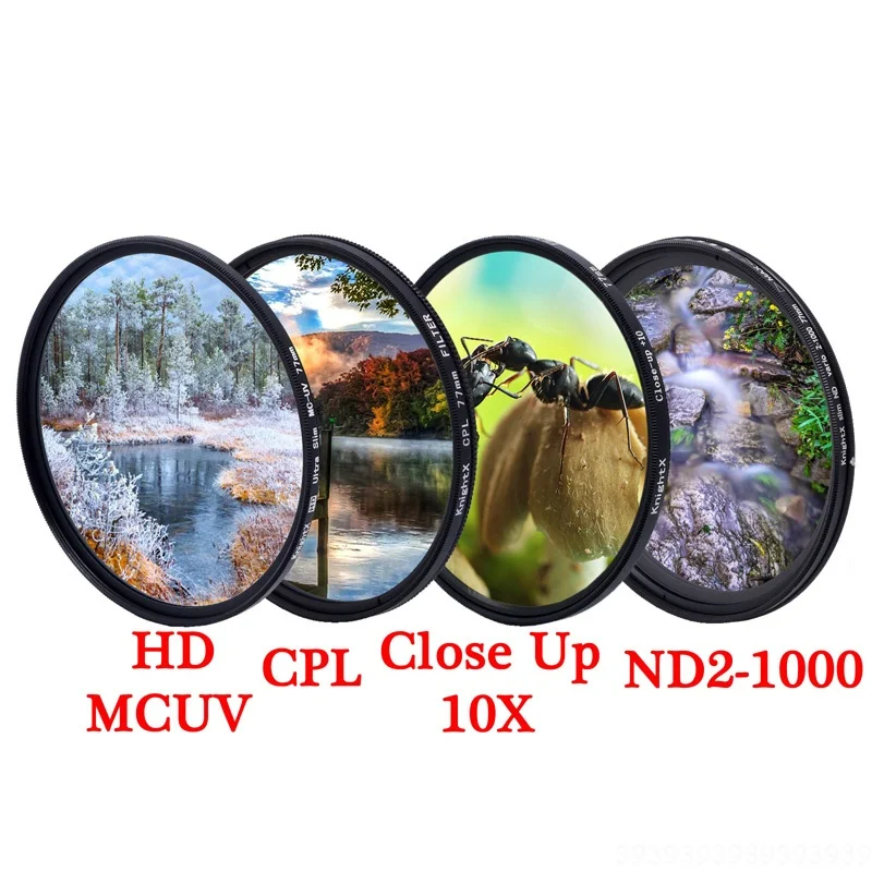 KnightX MCUV UV CPL ND Star line ND2 ND1000 переменный поляризатор colse up Macro Camera dslr объектив фильтр